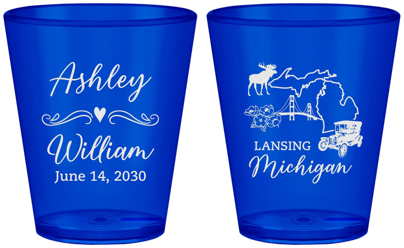 Custom Wedding Plastic Shot Glasses - Michigan | 171