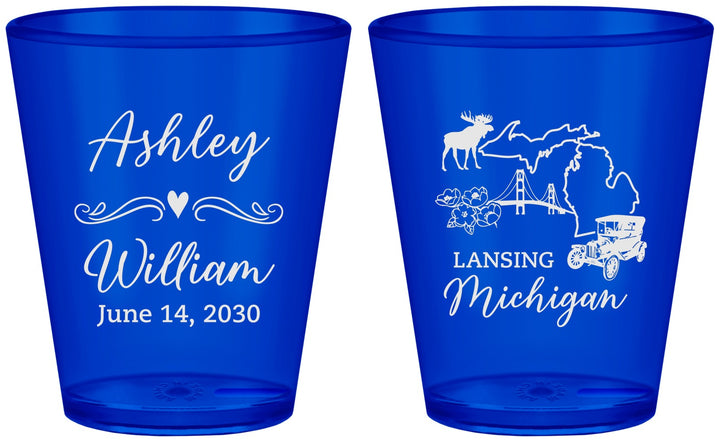 Custom Wedding Plastic Shot Glasses - Michigan | 171