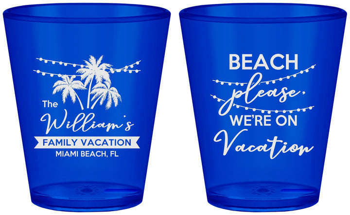 Custom Family Vacation Plastic Shot Glasses - Beach Please | 180004