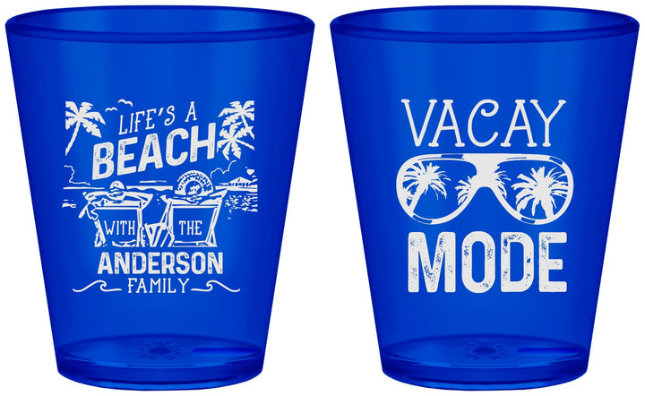 Custom Family Vacation Plastic Shot Glasses - Lifes A Beach | 180008