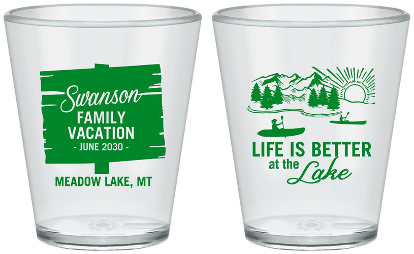 Custom Family Vacation Plastic Shot Glasses - Life Is Better At The Lake | 180010