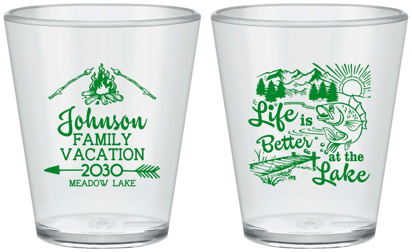 Custom Family Vacation Plastic Shot Glasses - Lake Camping | 180011