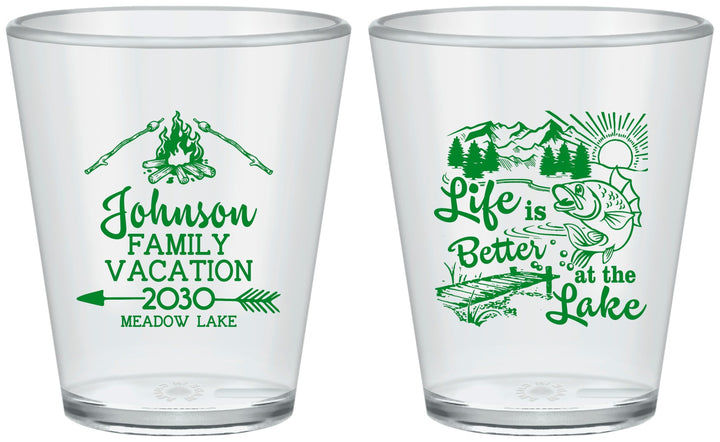 Custom Family Vacation Plastic Shot Glasses - Lake Camping | 180011