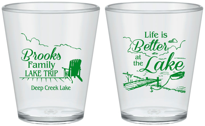 Custom Family Vacation Plastic Shot Glasses - Lake Camping | 180012