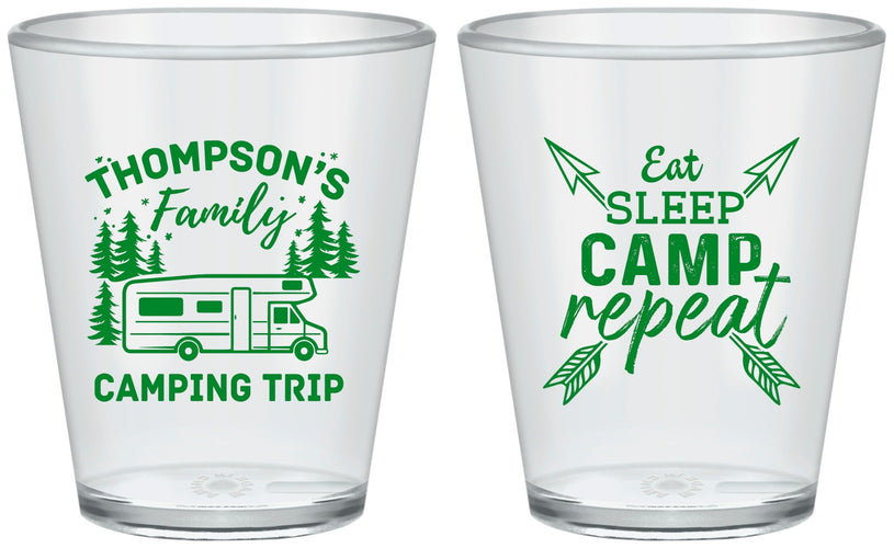 Custom Family Vacation Plastic Shot Glasses - Camping Trip | 180016