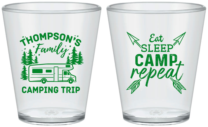 Custom Family Vacation Plastic Shot Glasses - Camping Trip | 180016