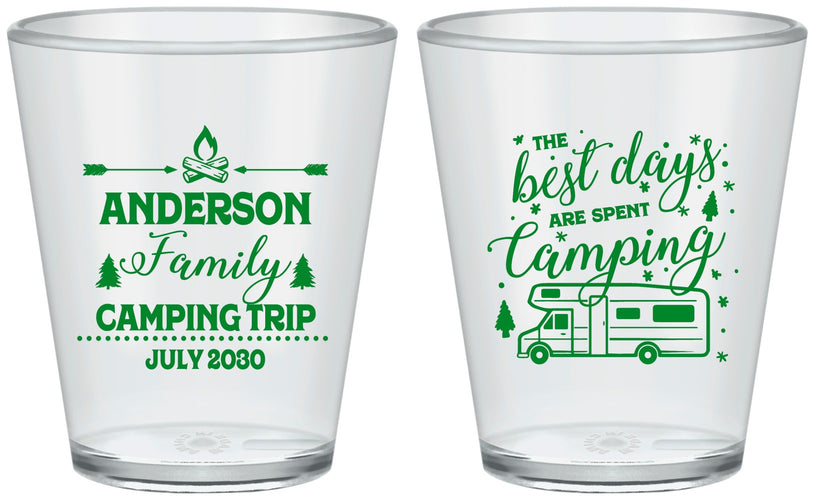 Custom Family Vacation Plastic Shot Glasses - Camping Trip | 180017