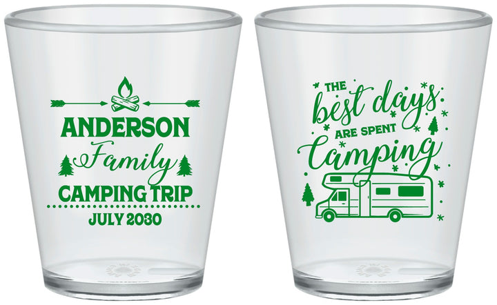 Custom Family Vacation Plastic Shot Glasses - Camping Trip | 180017
