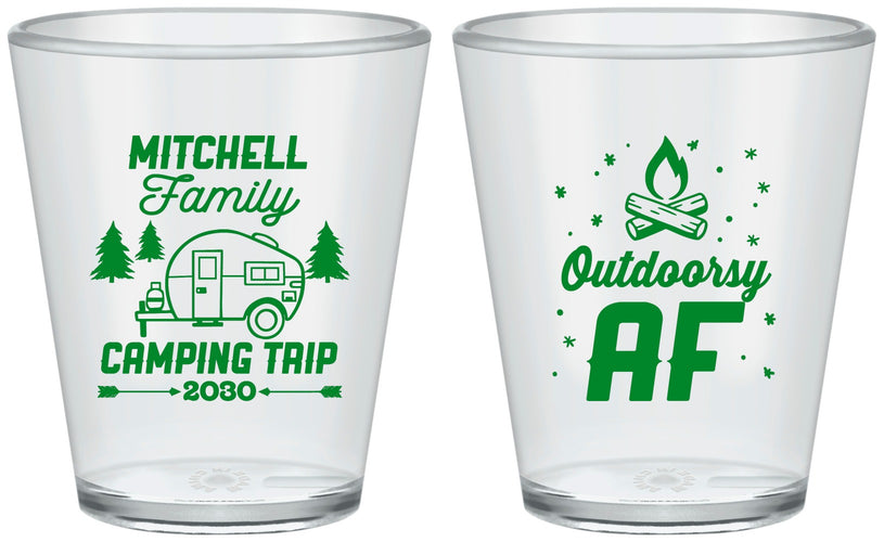 Custom Family Vacation Plastic Shot Glasses - Camping Trip | 180018