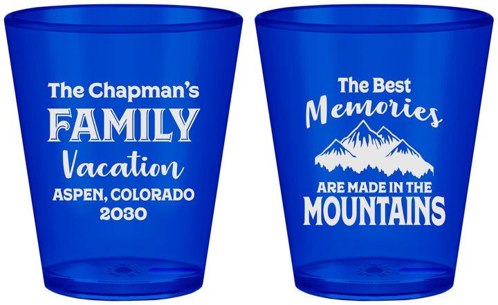 Custom Family Vacation Plastic Shot Glasses - Mountains | 180021