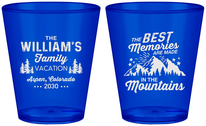 Custom Family Vacation Plastic Shot Glasses - Mountains | 180022