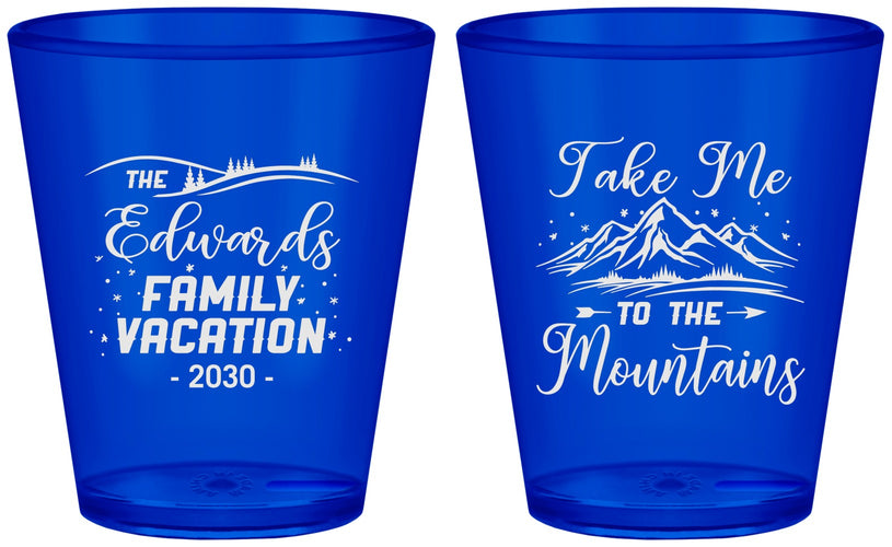 Custom Family Vacation Plastic Shot Glasses - Mountains | 180024