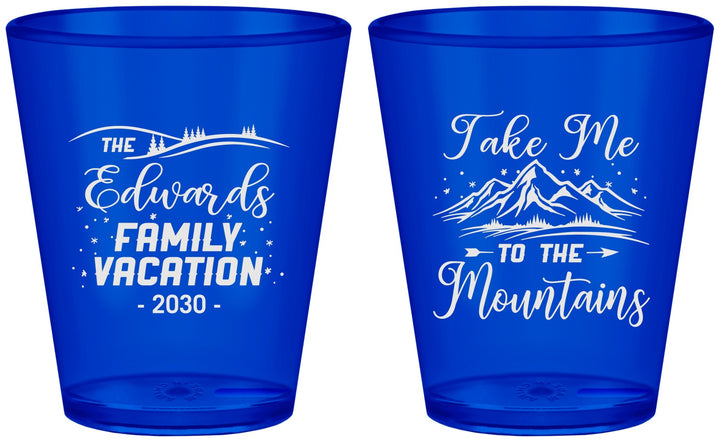 Custom Family Vacation Plastic Shot Glasses - Mountains | 180024