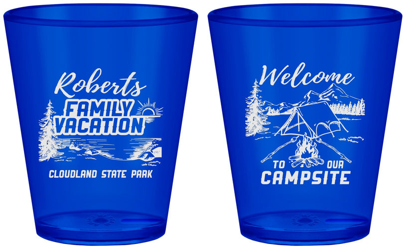 Custom Family Vacation Plastic Shot Glasses - Camping Trip | 180026