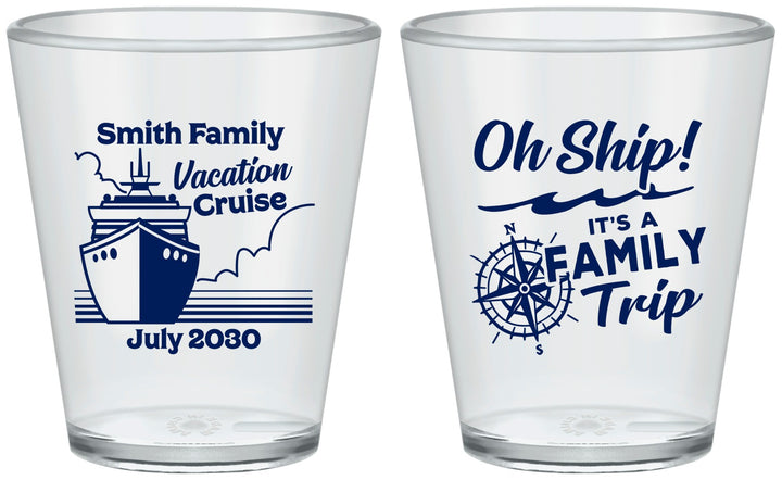 Custom Family Vacation Plastic Shot Glasses - Oh Ship Cruise | 180030