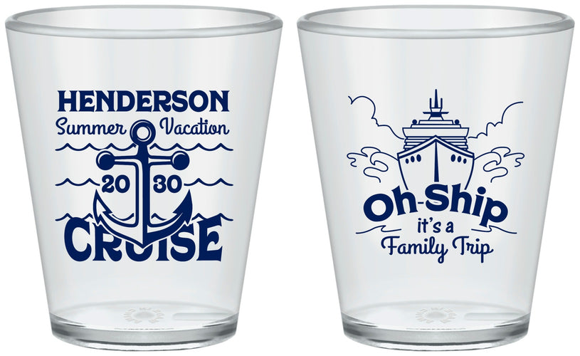 Custom Family Vacation Plastic Shot Glasses - Oh Ship Cruise | 180032