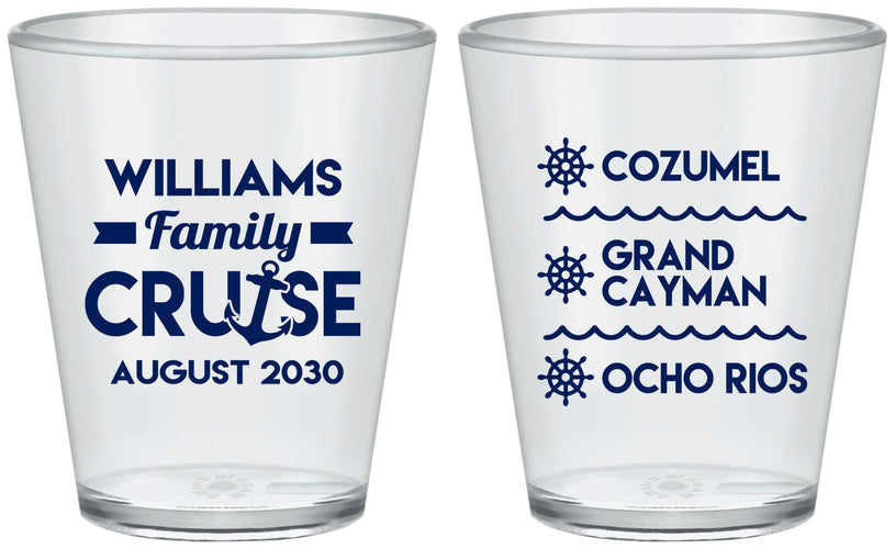 Custom Family Vacation Plastic Shot Glasses - Nautical Cruise | 180034