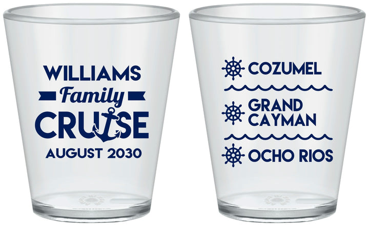Custom Family Vacation Plastic Shot Glasses - Nautical Cruise | 180034