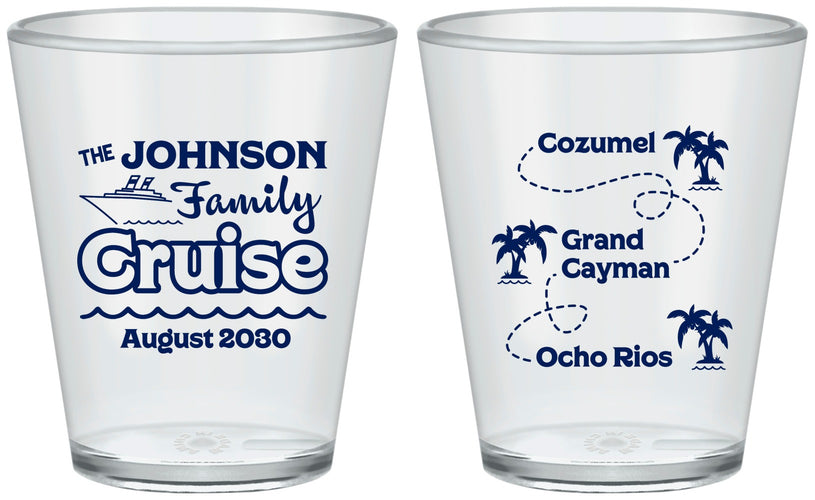 Custom Family Vacation Plastic Shot Glasses - Cruise Ship | 180035