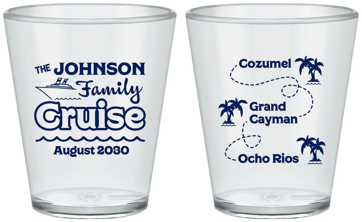 Custom Family Vacation Plastic Shot Glasses - Cruise Ship | 180035