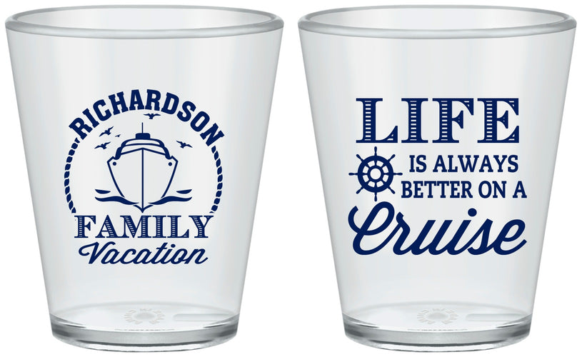 Custom Family Vacation Plastic Shot Glasses - Cruise Ship | 180036