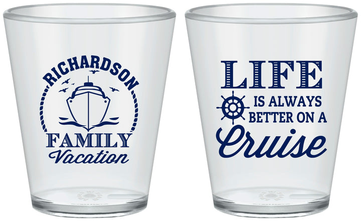 Custom Family Vacation Plastic Shot Glasses - Cruise Ship | 180036