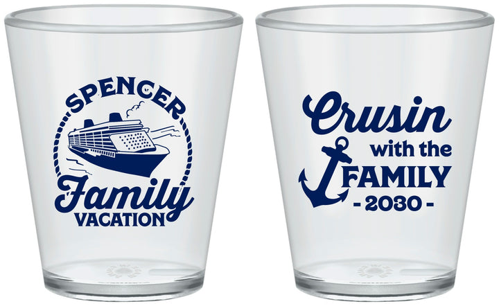 Custom Family Vacation Plastic Shot Glasses - Cruisin Ship | 180037