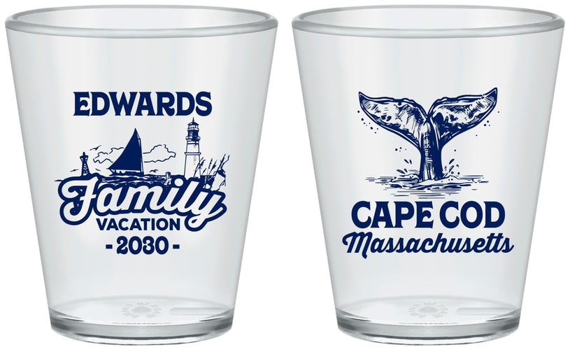 Custom Family Vacation Plastic Shot Glasses - Cape Cod | 180046