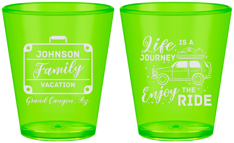 Custom Family Vacation Plastic Shot Glasses - Road Trip Car | 180051