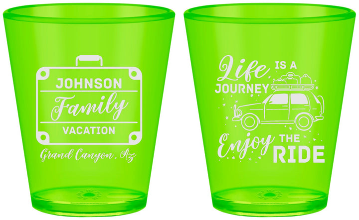 Custom Family Vacation Plastic Shot Glasses - Road Trip Car | 180051