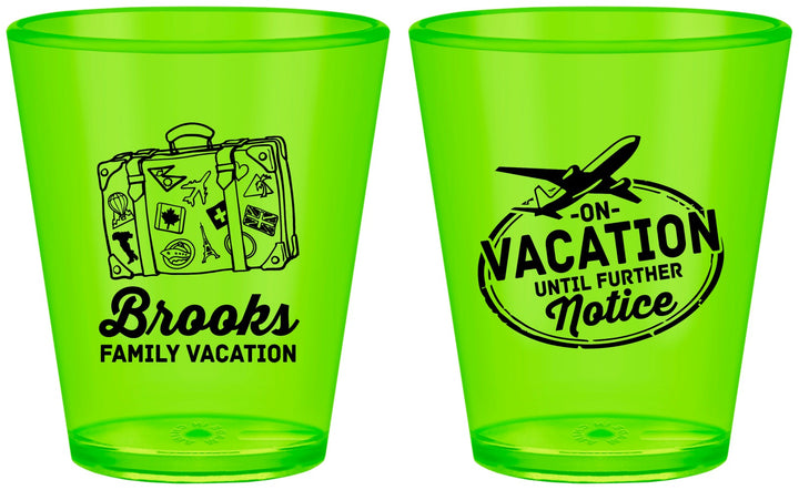 Custom Family Vacation Plastic Shot Glasses - Road Trip Plane | 180052