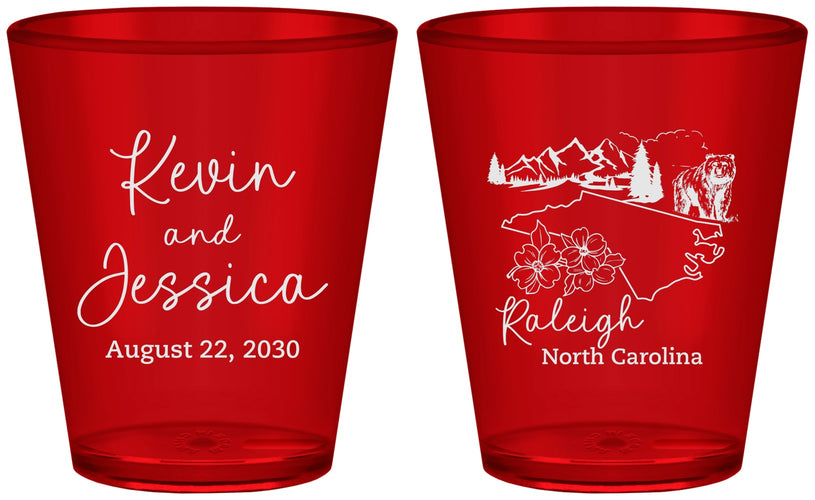 Custom Wedding Plastic Shot Glasses - North Carolina | 182
