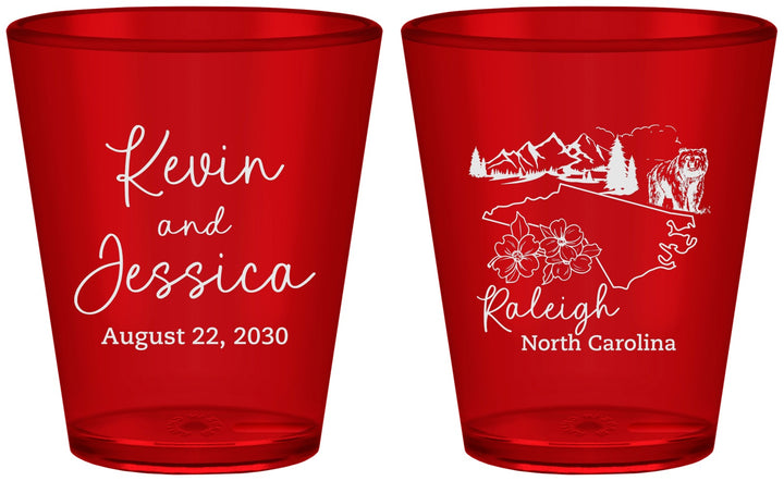 Custom Wedding Plastic Shot Glasses - North Carolina | 182