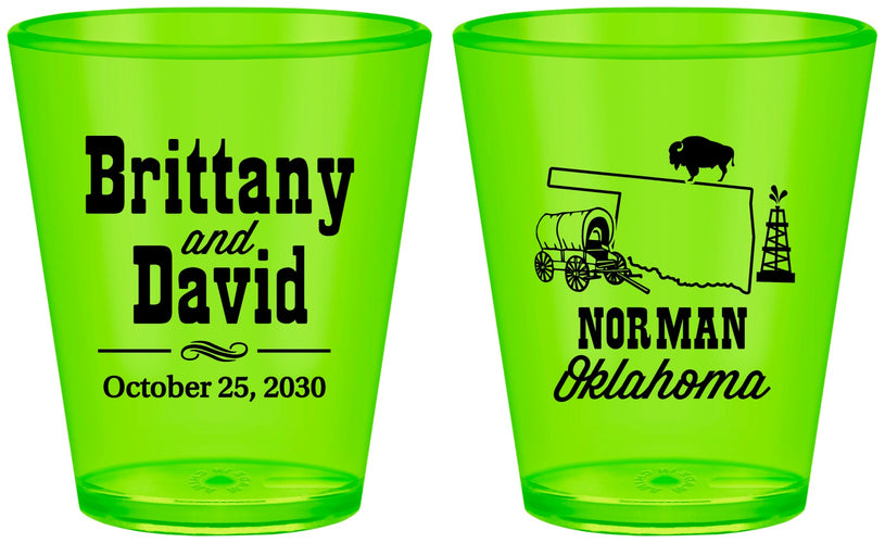 Custom Wedding Plastic Shot Glasses - Oklahoma | 185
