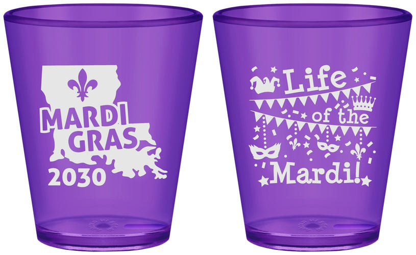 Custom Mardi Gras Plastic Shot Glasses - Life Of The Mardi | 190001