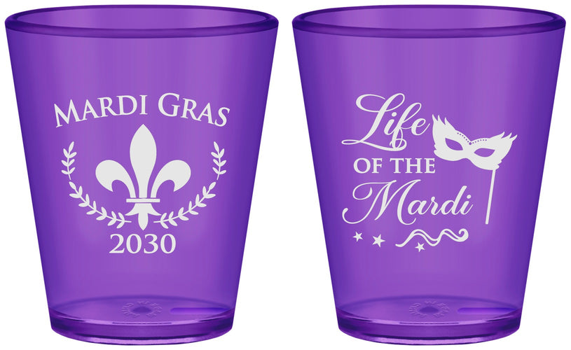 Custom Mardi Gras Plastic Shot Glasses - Life Of The Mardi | 190004