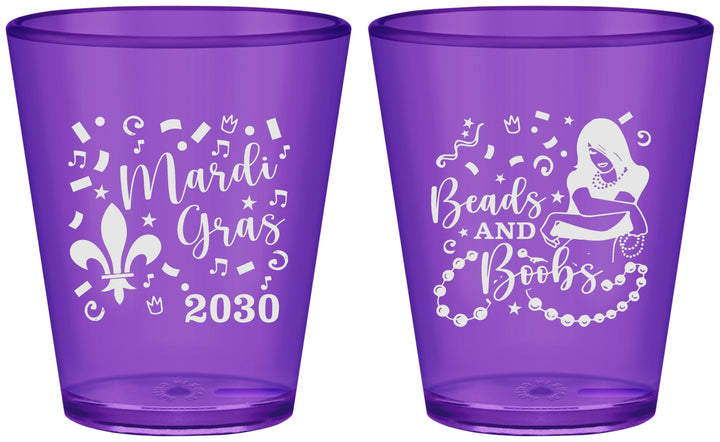 Custom Mardi Gras Plastic Shot Glasses - Beads And Boobs | 190005