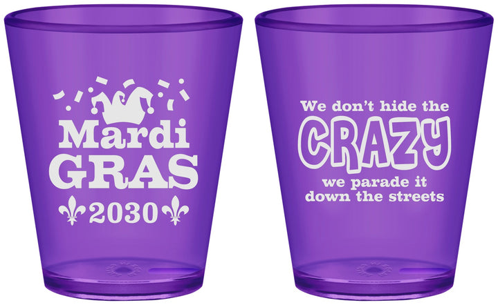 Custom Mardi Gras Plastic Shot Glasses - Fleur De Lis | 190009