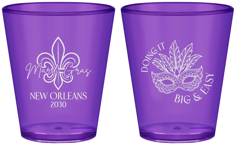Custom Mardi Gras Plastic Shot Glasses - Fleur De Lis | 190010