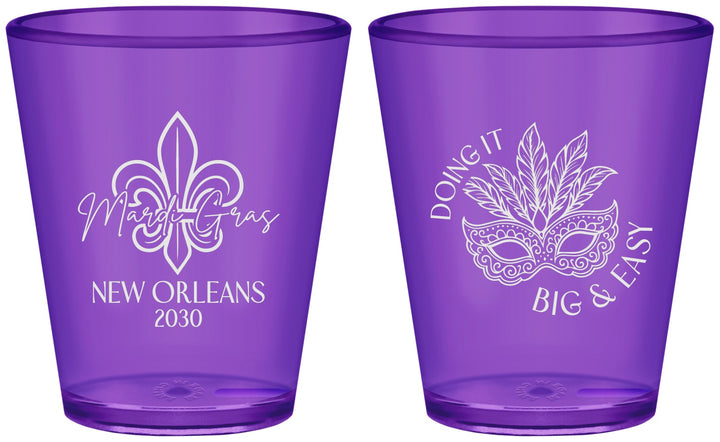 Custom Mardi Gras Plastic Shot Glasses - Fleur De Lis | 190010