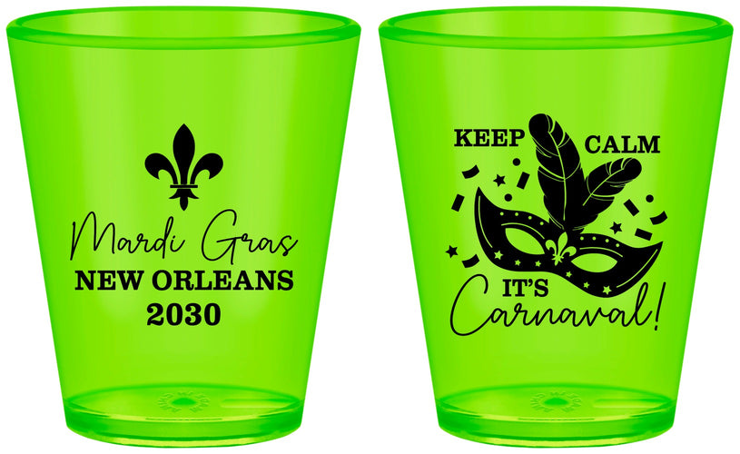Custom Mardi Gras Plastic Shot Glasses - Fleur De Lis Carnaval | 190011
