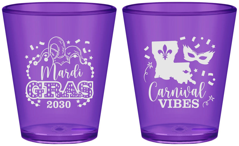 Custom Mardi Gras Plastic Shot Glasses - Fleur De Lis Carnaval | 190012