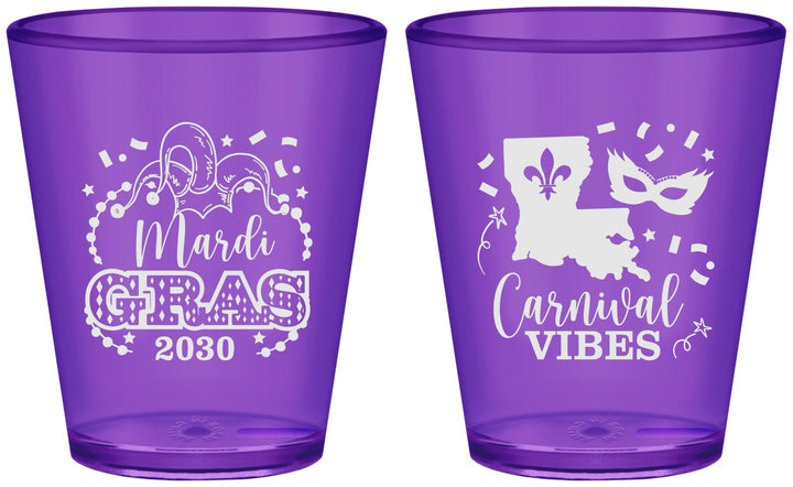 Custom Mardi Gras Plastic Shot Glasses - Fleur De Lis Carnaval | 190012