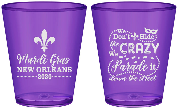 Custom Mardi Gras Plastic Shot Glasses - Fleur De Lis | 190013