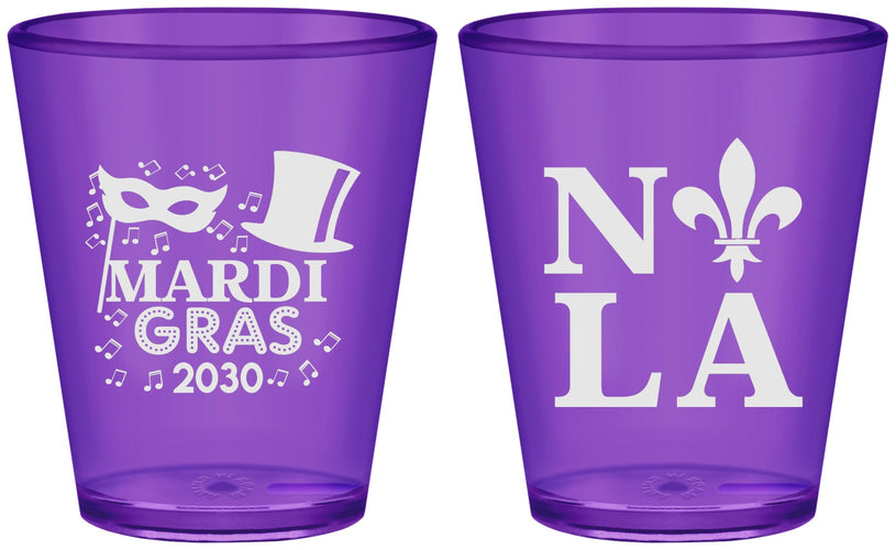 Custom Mardi Gras Plastic Shot Glasses - Nola Fleur De Lis | 190014