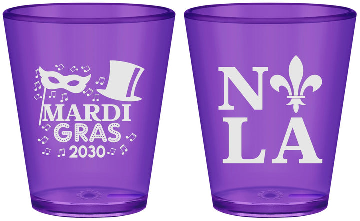 Custom Mardi Gras Plastic Shot Glasses - Nola Fleur De Lis | 190014