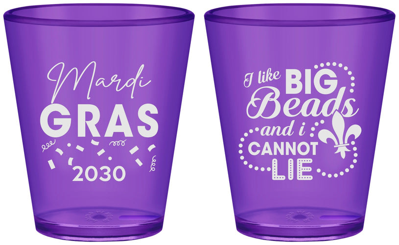 Custom Mardi Gras Plastic Shot Glasses - Big Bead Fleur De Lis | 190018