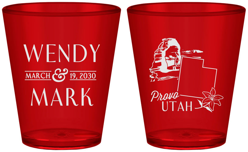 Custom Wedding Plastic Shot Glasses - Utah | 193