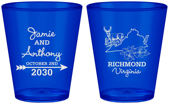 Custom Wedding Plastic Shot Glasses - Virginia | 195