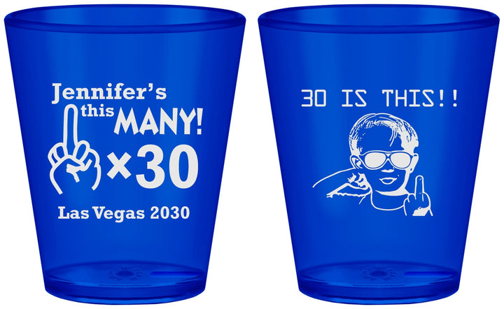 Custom Birthday Plastic Shot Glasses - 30th | 20000